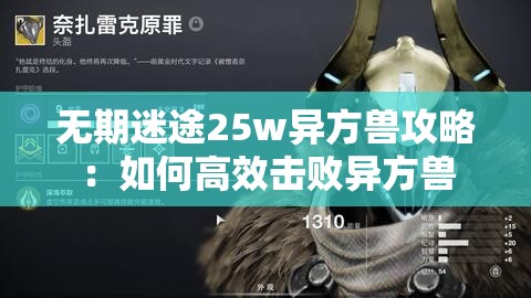 无期迷途25w异方兽攻略：如何高效击败异方兽